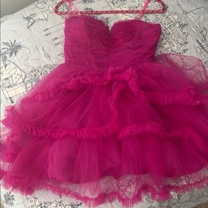 Pink Ruffled Betsey Johnson Prom Dress